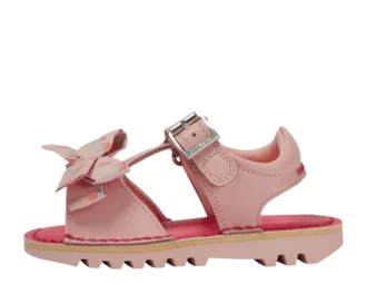 Kick Sandal para niñas pequeñas, de cuero rosa