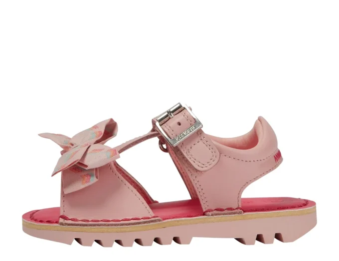 Kick Sandal para niñas pequeñas, de cuero rosa