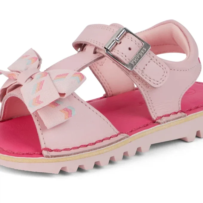 Kick Sandal para niñas pequeñas, de cuero rosa