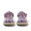 Kick T Bar para niñas pequeñas en charol leopardo rosa