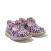 Kick T Bar para niñas pequeñas en charol leopardo rosa