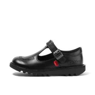 Kick T-Bar para niñas, piel de ante, negro