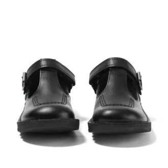 Kick T-Bar para niñas, piel de ante, negro