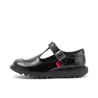 Kick T-Bar Vel para niñas, charol negro