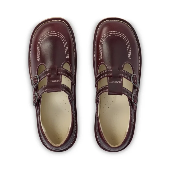 Kick T-Double de cuero rojo oscuro para mujer