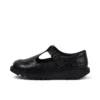 Kick Tbar de piel de cocodrilo para mujer, negro