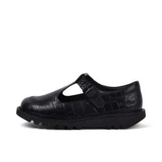 Kick Tbar de piel de cocodrilo para mujer, negro