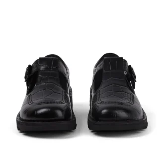 Kick Tbar de piel de cocodrilo para mujer, negro