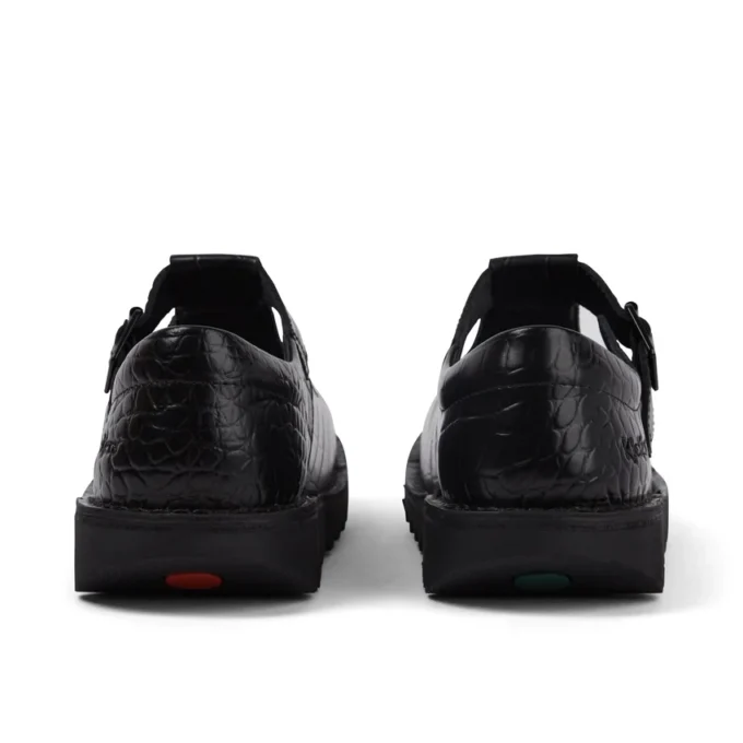 Kick Tbar de piel de cocodrilo para mujer, negro