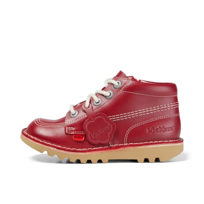 Kickers Junior Unisex Kick Hi Zip de cuero rojo