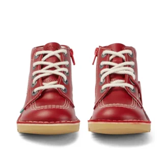 Kickers Junior Unisex Kick Hi Zip de cuero rojo