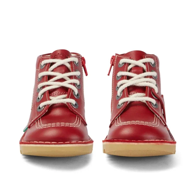 Kickers Junior Unisex Kick Hi Zip de cuero rojo