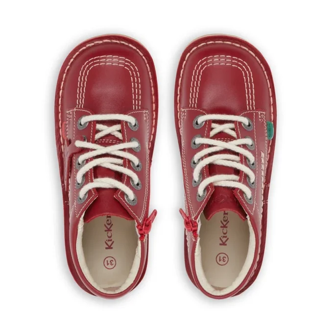 Kickers Junior Unisex Kick Hi Zip de cuero rojo