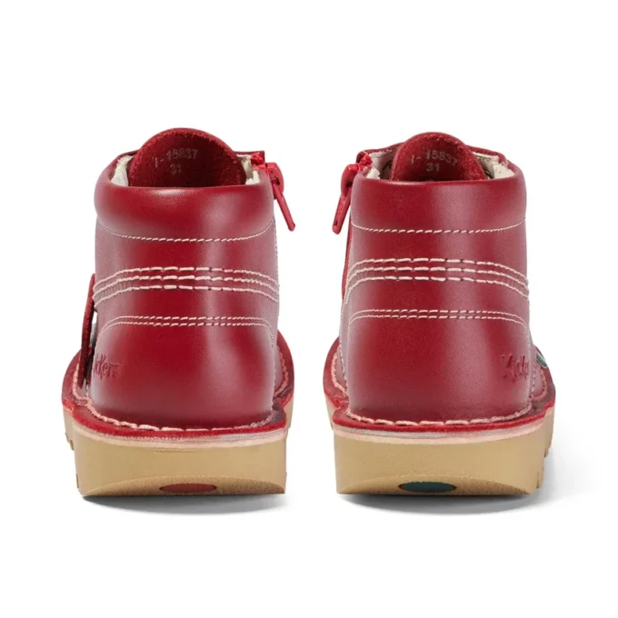 Kickers Junior Unisex Kick Hi Zip de cuero rojo
