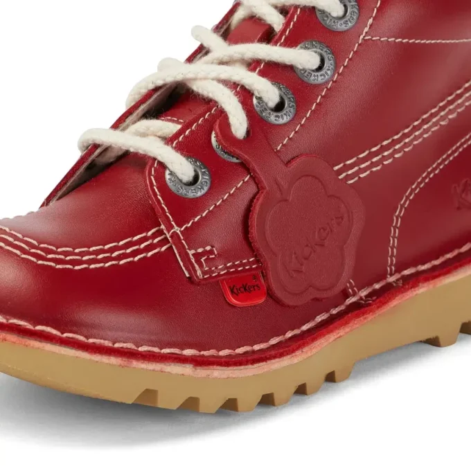 Kickers Junior Unisex Kick Hi Zip de cuero rojo