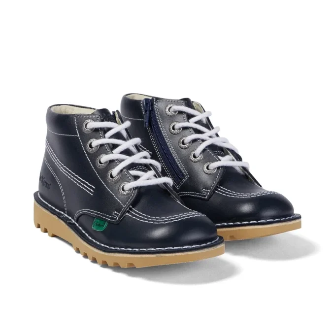 Kickers Junior Unisex Kick Hi Zip de piel azul marino