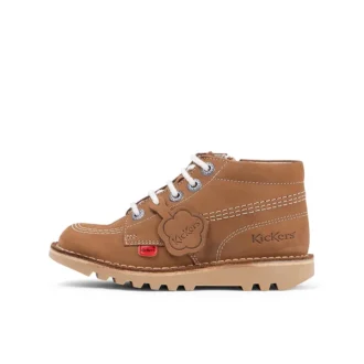 Kickers Junior Unisex Kick Hi Zip de piel color tostado
