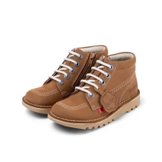 Kickers Junior Unisex Kick Hi Zip de piel color tostado