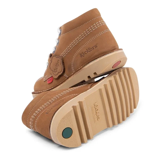 Kickers Junior Unisex Kick Hi Zip de piel color tostado