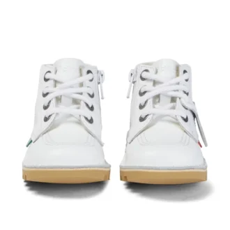 Kick Hi Hi Zip de cuero para niños unisex, blanco