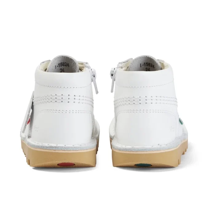 Kick Hi Hi Zip de cuero para niños unisex, blanco