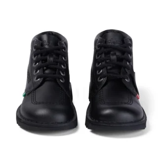 Kickers Kick Hi de cuero para jóvenes unisex, negro