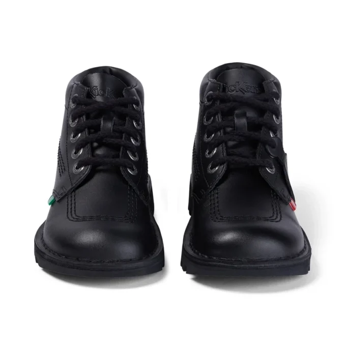 Kickers Kick Hi de cuero para jóvenes unisex, negro
