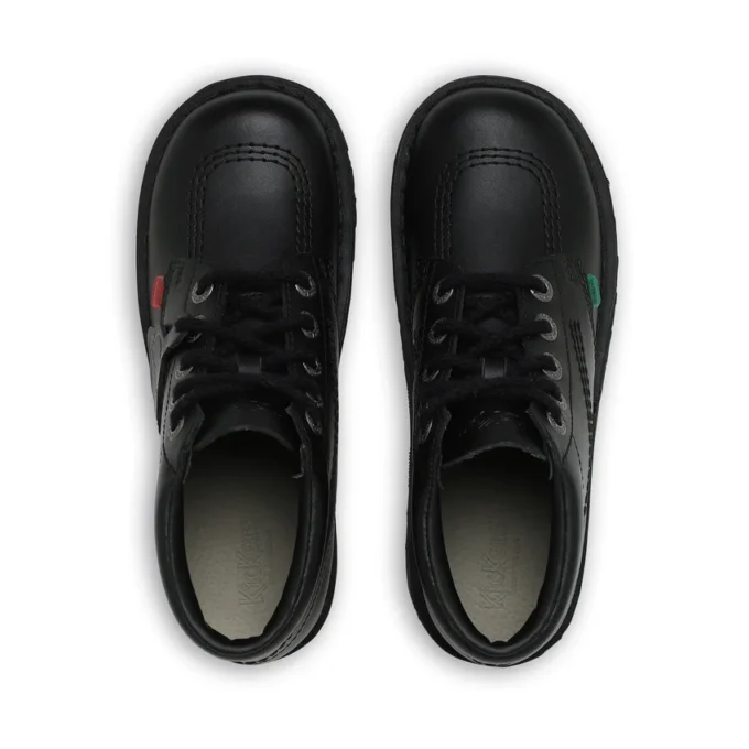 Kickers Kick Hi de cuero para jóvenes unisex, negro