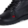 Kickers Kick Hi de cuero para jóvenes unisex, negro