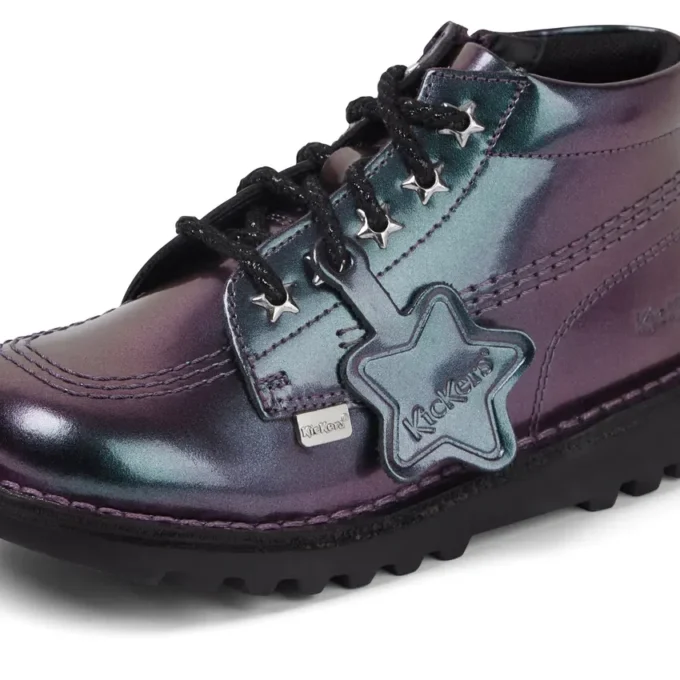 Kickers Kick Hi Galactic de charol morado para niña