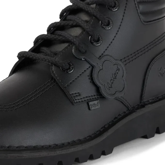 Kickers Kick Hi para hombre, cuero acolchado, negro