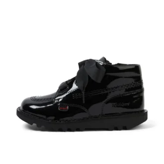 Kickers Kick Hi Ribbon para niña, charol negro