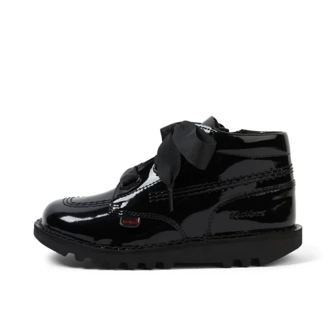 Kickers Kick Hi Ribbon para niña, charol negro
