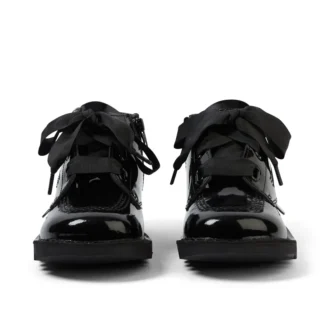 Kickers Kick Hi Ribbon para niña, charol negro