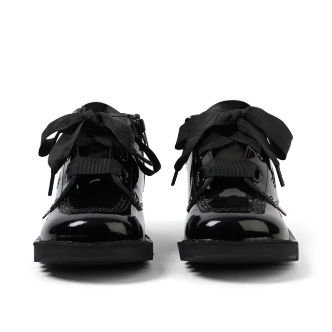 Kickers Kick Hi Ribbon para niña, charol negro