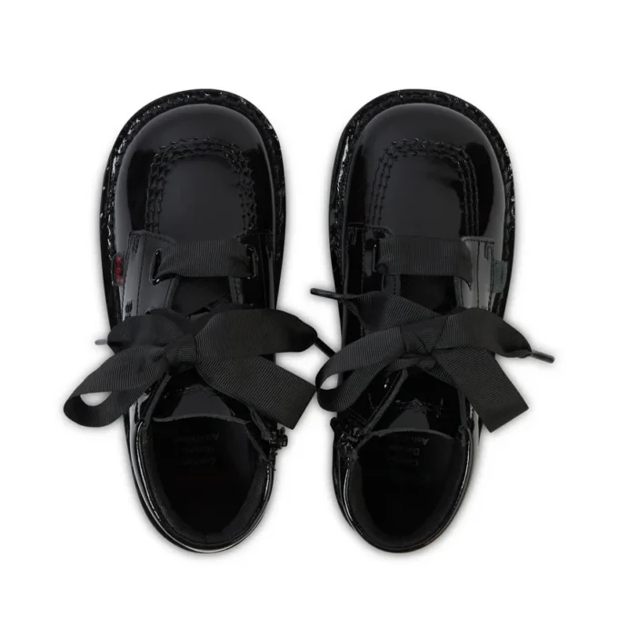 Kickers Kick Hi Ribbon para niña, charol negro