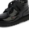 Kickers Kick Hi Ribbon para niña, charol negro