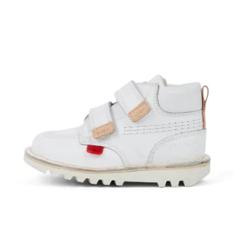 Kickers Kick Hi Roll de cuero para niños, unisex, blanco