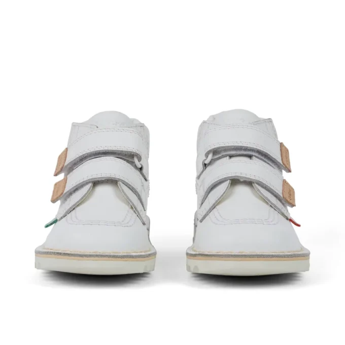 Kickers Kick Hi Roll de cuero para niños, unisex, blanco