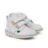 Kickers Kick Hi Roll de cuero para niños, unisex, blanco