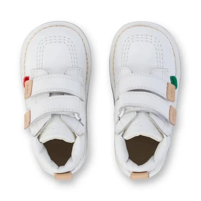 Kickers Kick Hi Roll de cuero para niños, unisex, blanco
