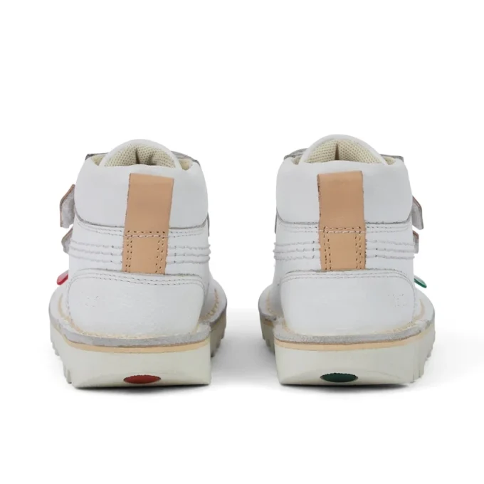 Kickers Kick Hi Roll de cuero para niños, unisex, blanco