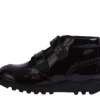 Kickers Kick Hi Vel Brogue para niñas, charol negro