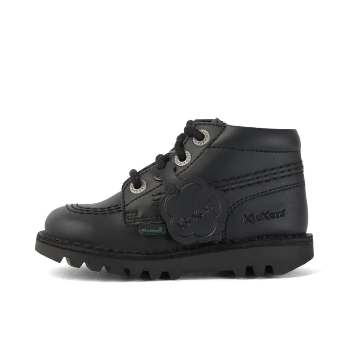 Kickers Kick Hi Zip de cuero alternativo para niños, unisex, negro