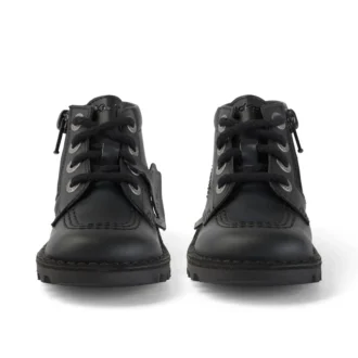 Kickers Kick Hi Zip de cuero alternativo para niños, unisex, negro