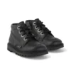 Kickers Kick Hi Zip de cuero alternativo para niños, unisex, negro