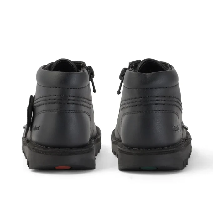 Kickers Kick Hi Zip de cuero alternativo para niños, unisex, negro
