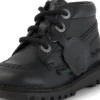 Kickers Kick Hi Zip de cuero alternativo para niños, unisex, negro