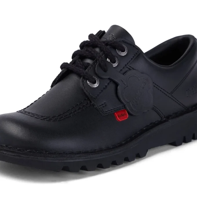 Kickers Kick Lo de cuero para mujer, negro