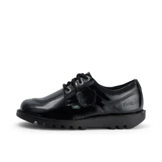 Kickers Kick Lo para mujer, piel alternativa charol, negro